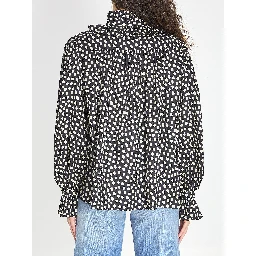 Polka dot blouse with ruffles