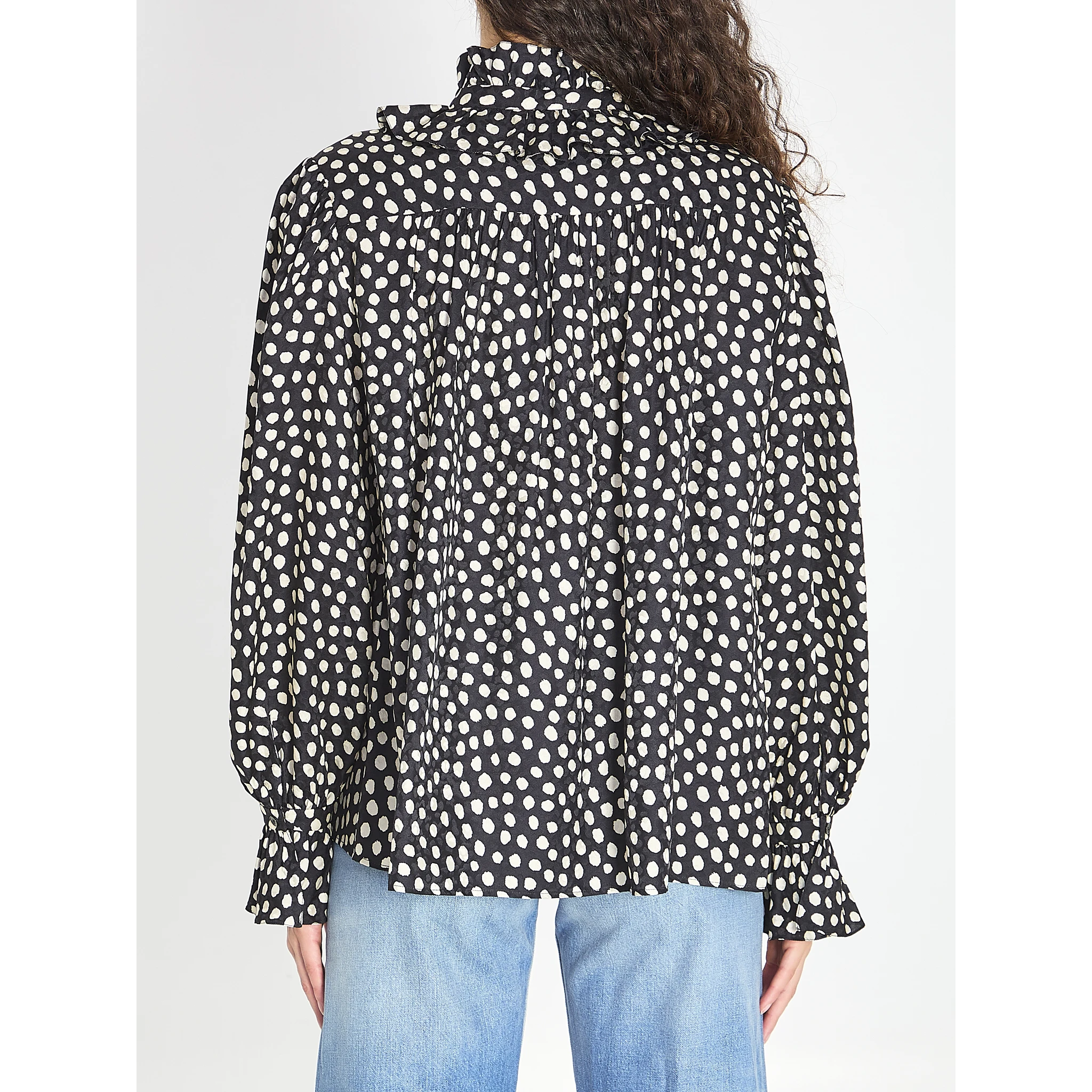Polka dot blouse with ruffles