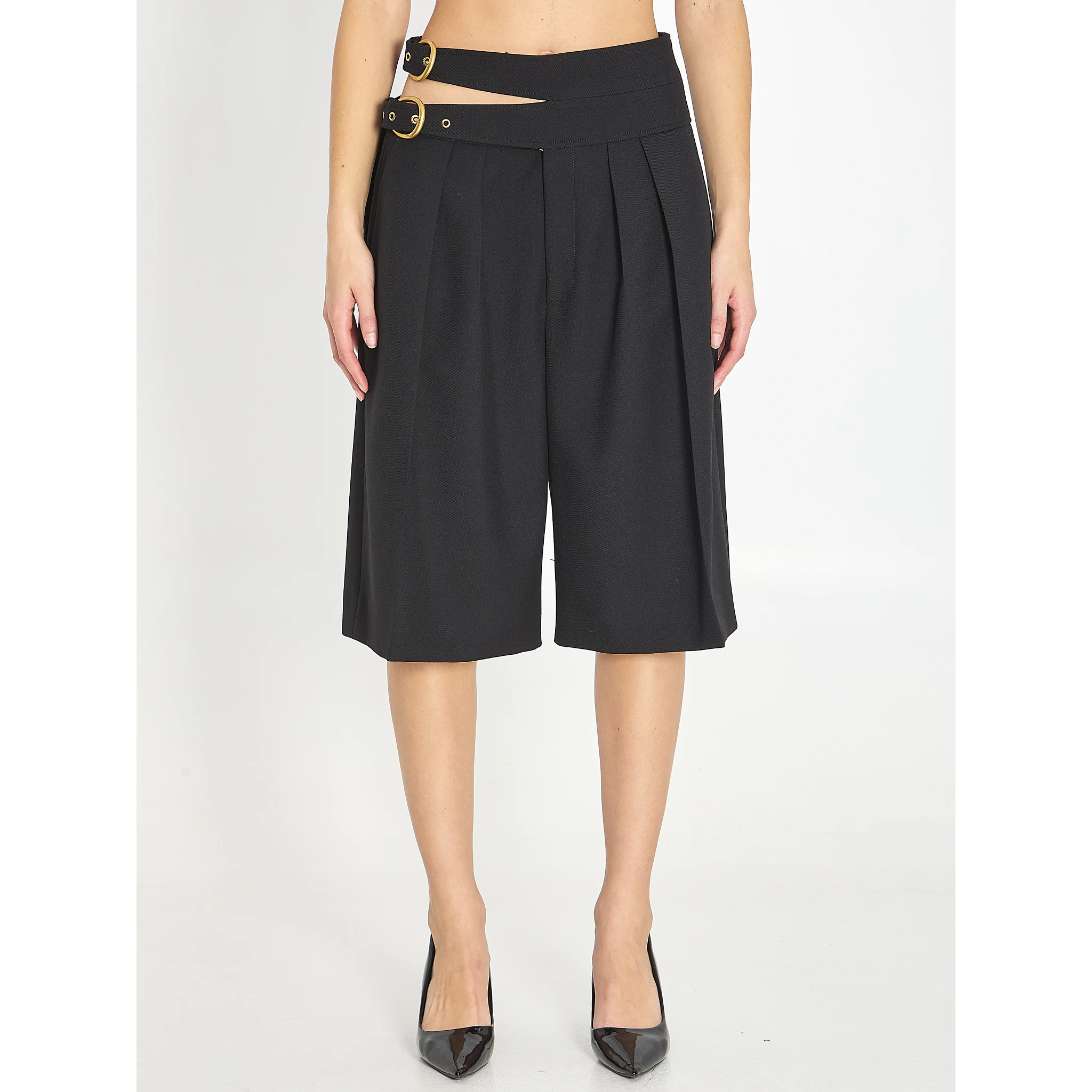 Bermuda shorts with double belt