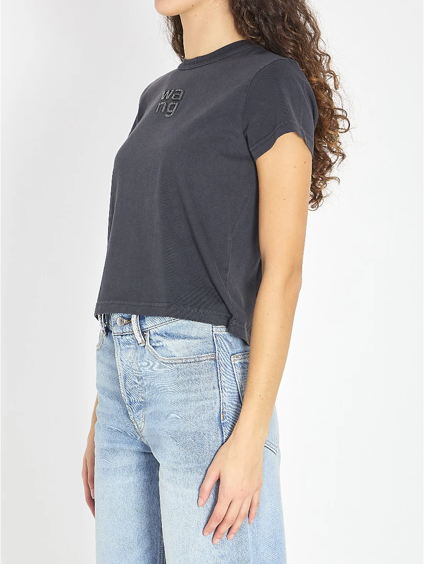 T-shirt with logo and rhinestones