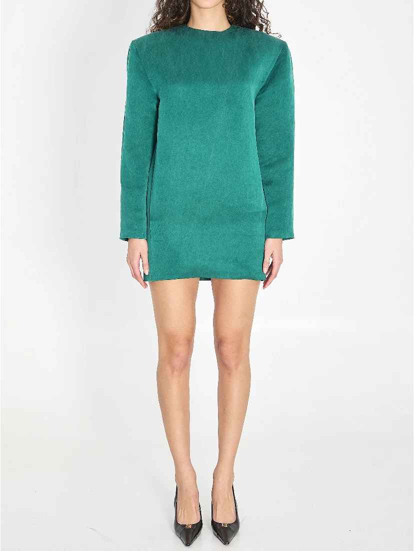 Boxy dress in stonewashed satin silk