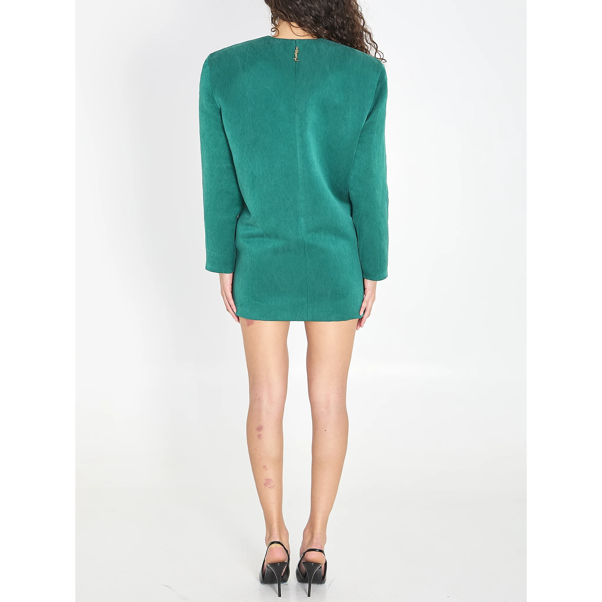 Boxy dress in stonewashed satin silk