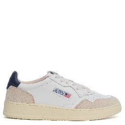 Sneakers Medalist Low In Pelle Bianca, Blu E Suede Beige