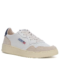 Sneakers Medalist Low In Pelle Bianca, Blu E Suede Beige