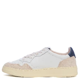Sneakers Medalist Low In Pelle Bianca, Blu E Suede Beige