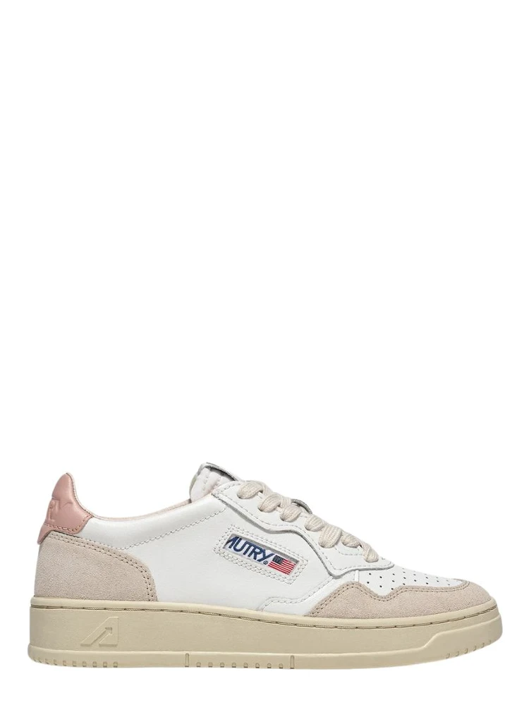 Sneakers Medalist Low In Pelle Bianca, Powder E Suede Beige