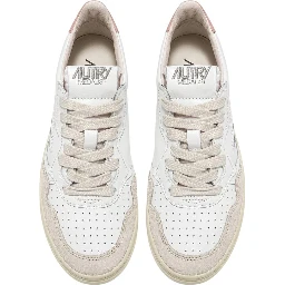 Sneakers Medalist Low In Pelle Bianca, Powder E Suede Beige
