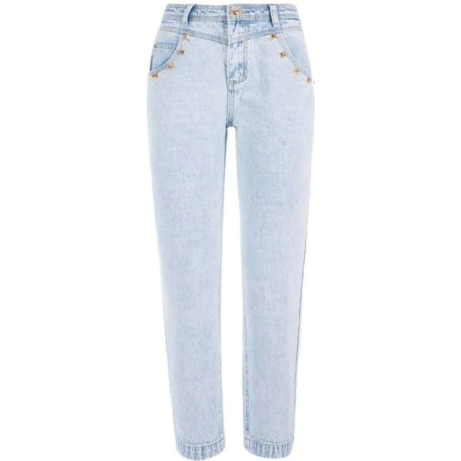Light Blue Cotton Boyfriend Jeans