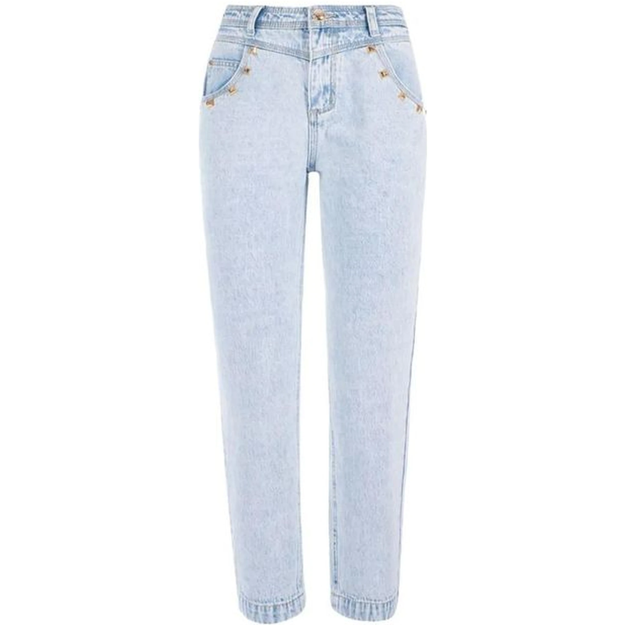 Light Blue Cotton Boyfriend Jeans