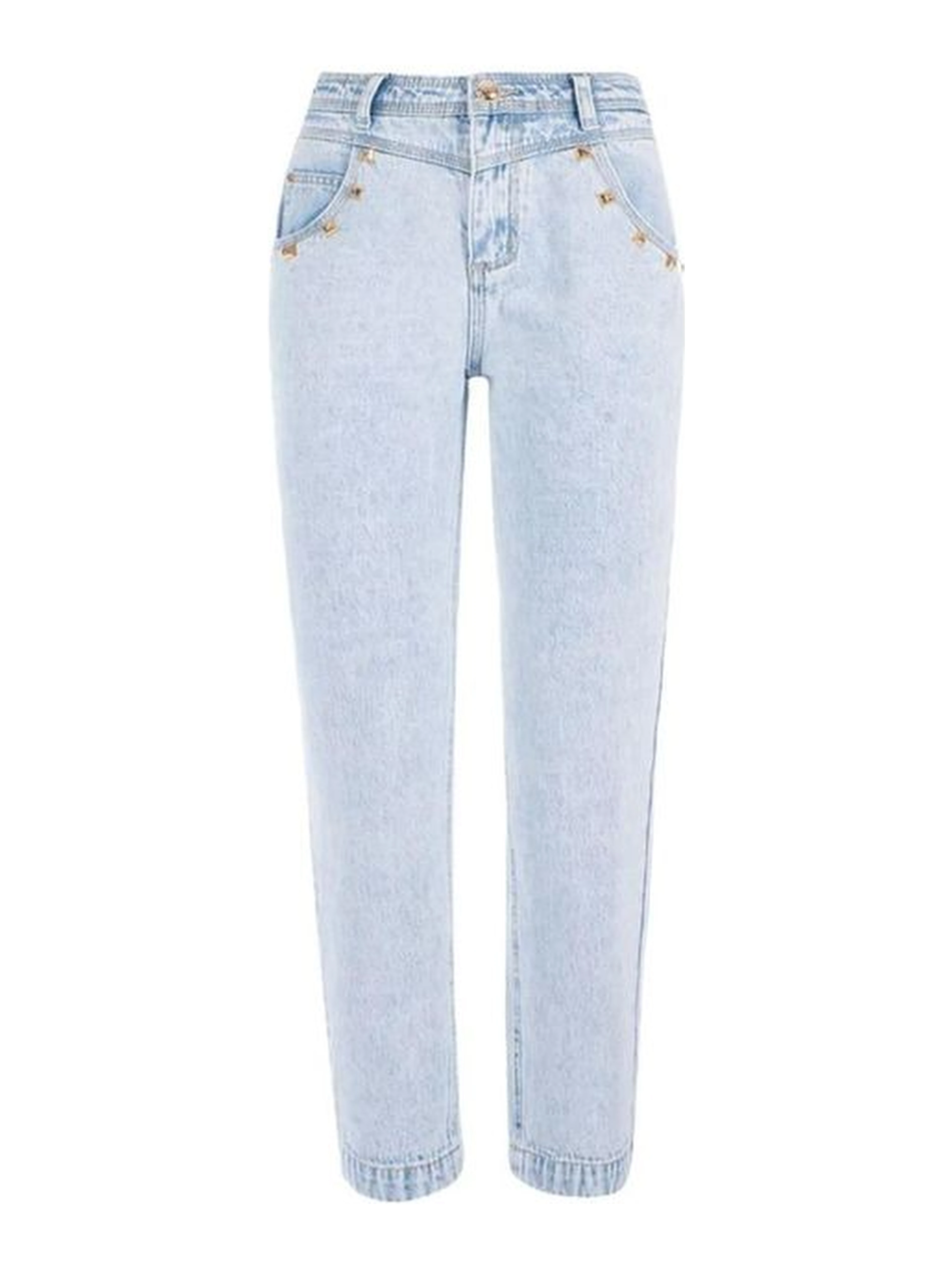 Light Blue Cotton Boyfriend Jeans