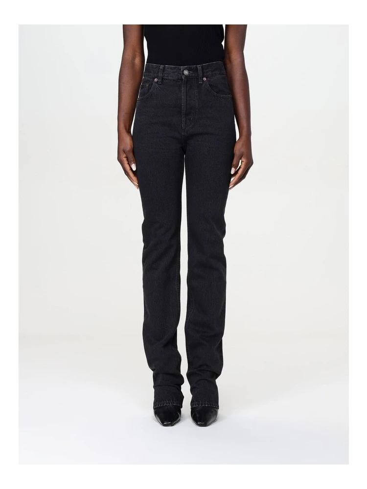 Black Cotton Straight-Leg Jeans