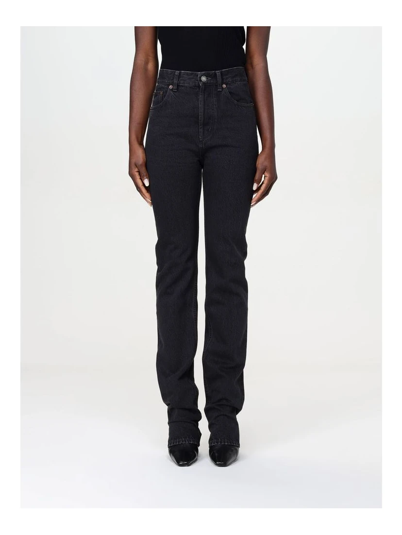 Black Cotton Straight-Leg Jeans