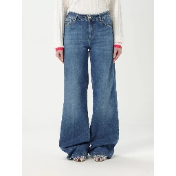 Blue Cotton Flared Jeans