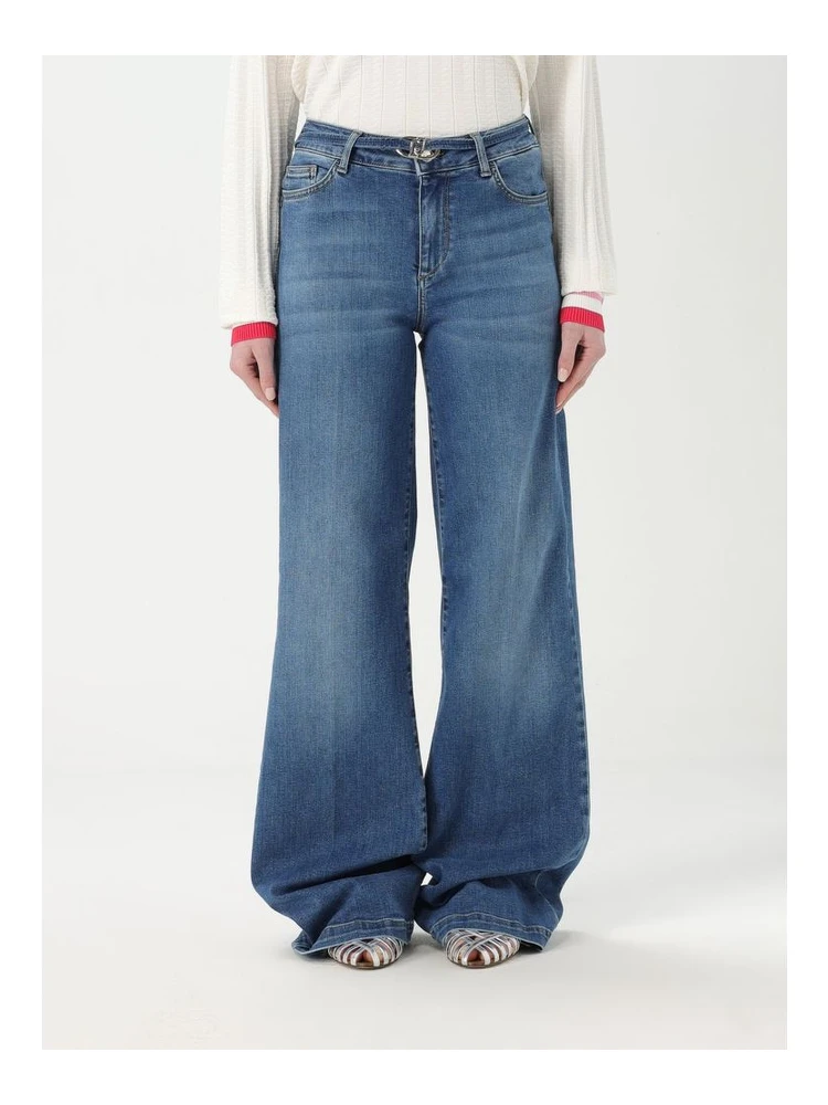 Blue Cotton Flared Jeans