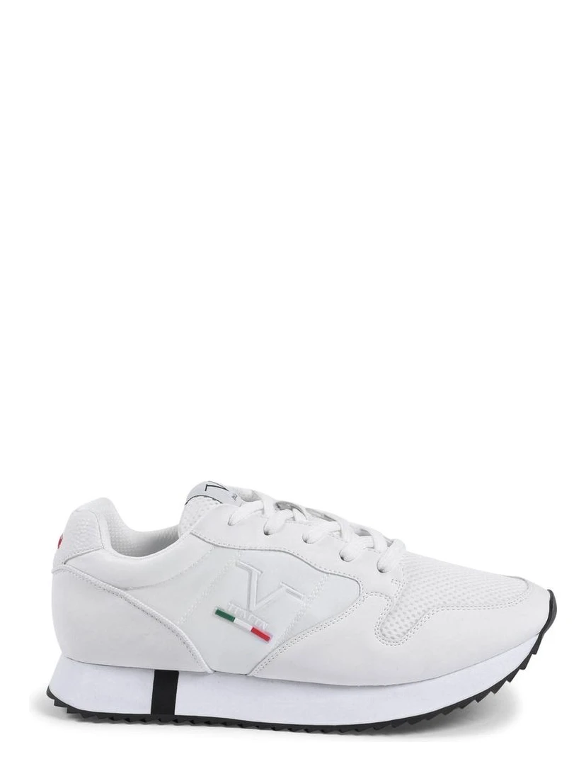 White Artificial Leather Athletic Sneakers