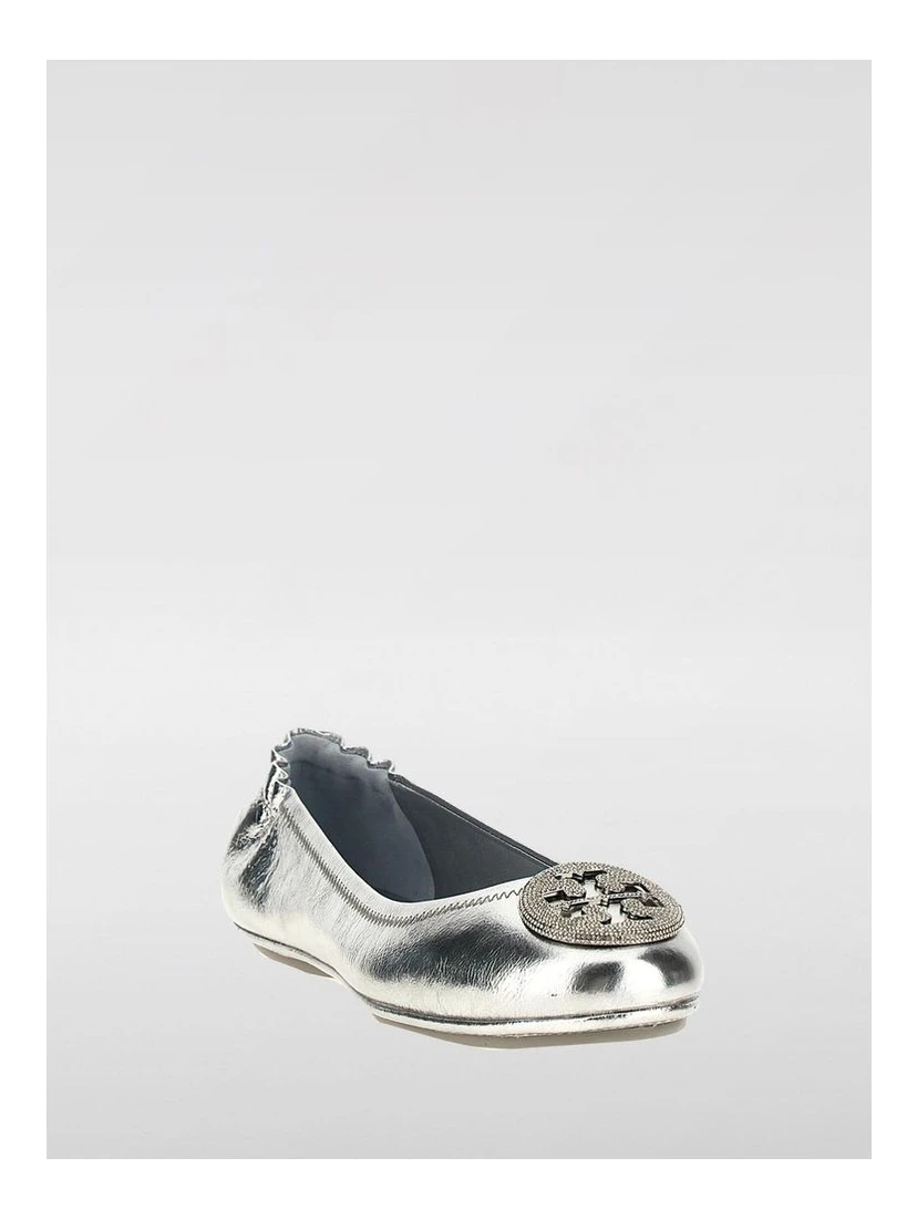 Silver Leather Ballet Flats