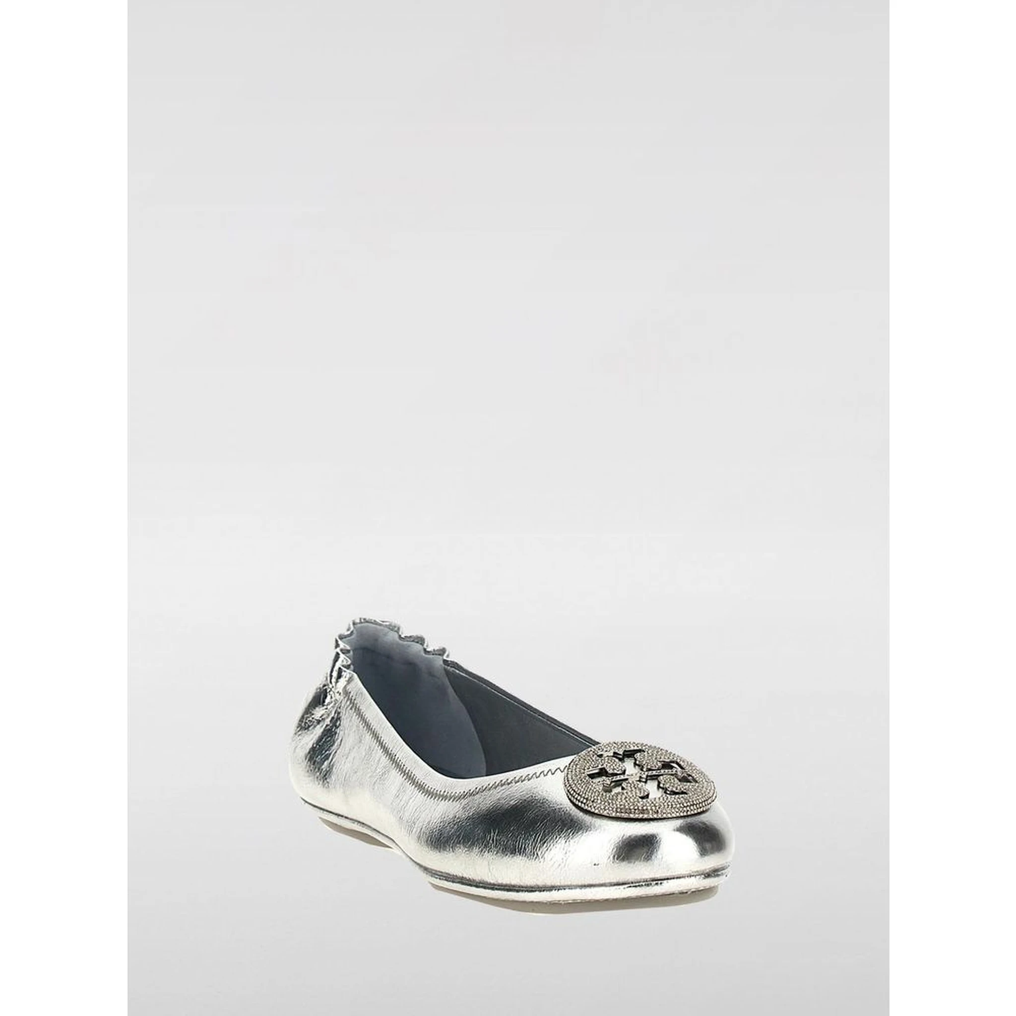 Silver Leather Ballet Flats