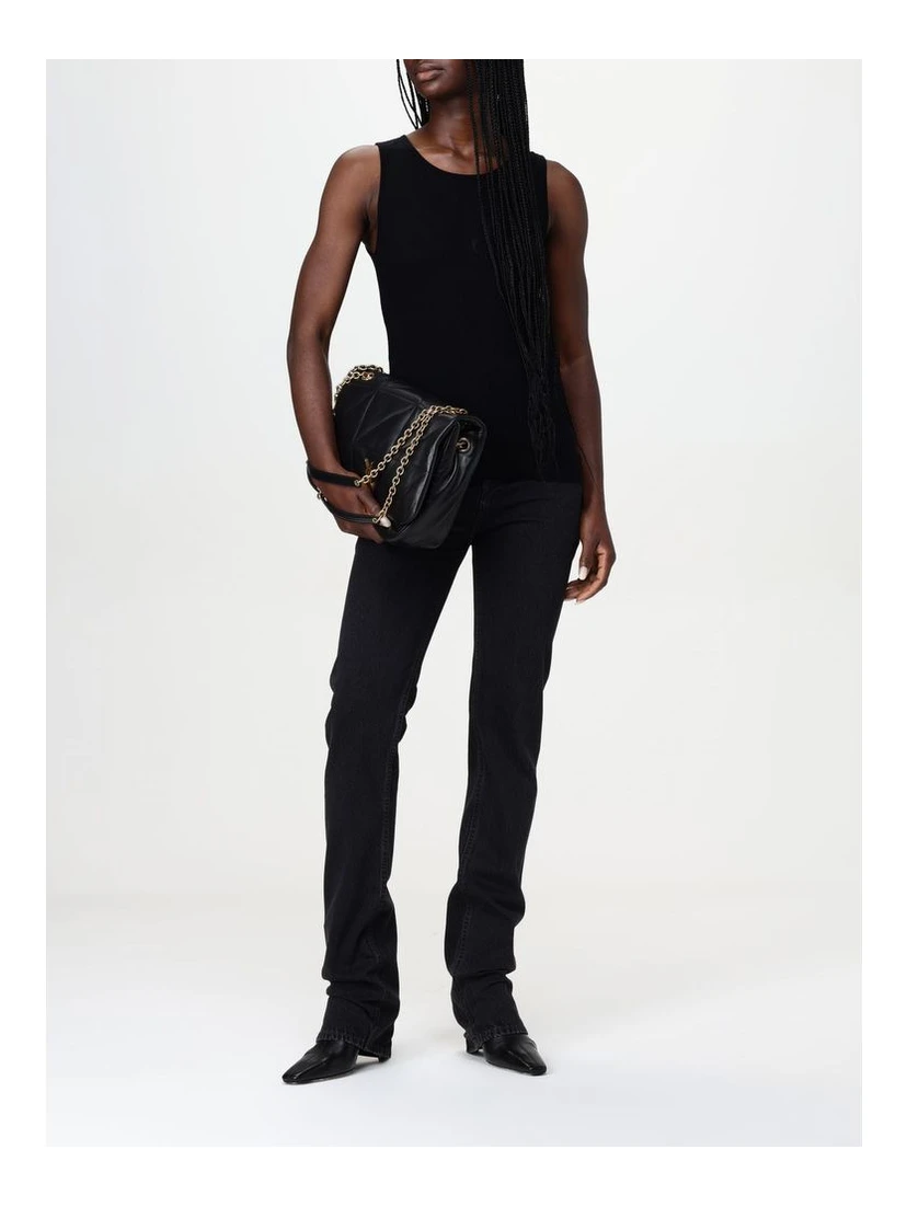 Black Cotton Straight-Leg Jeans