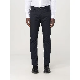 Blue Cotton Casual Pants