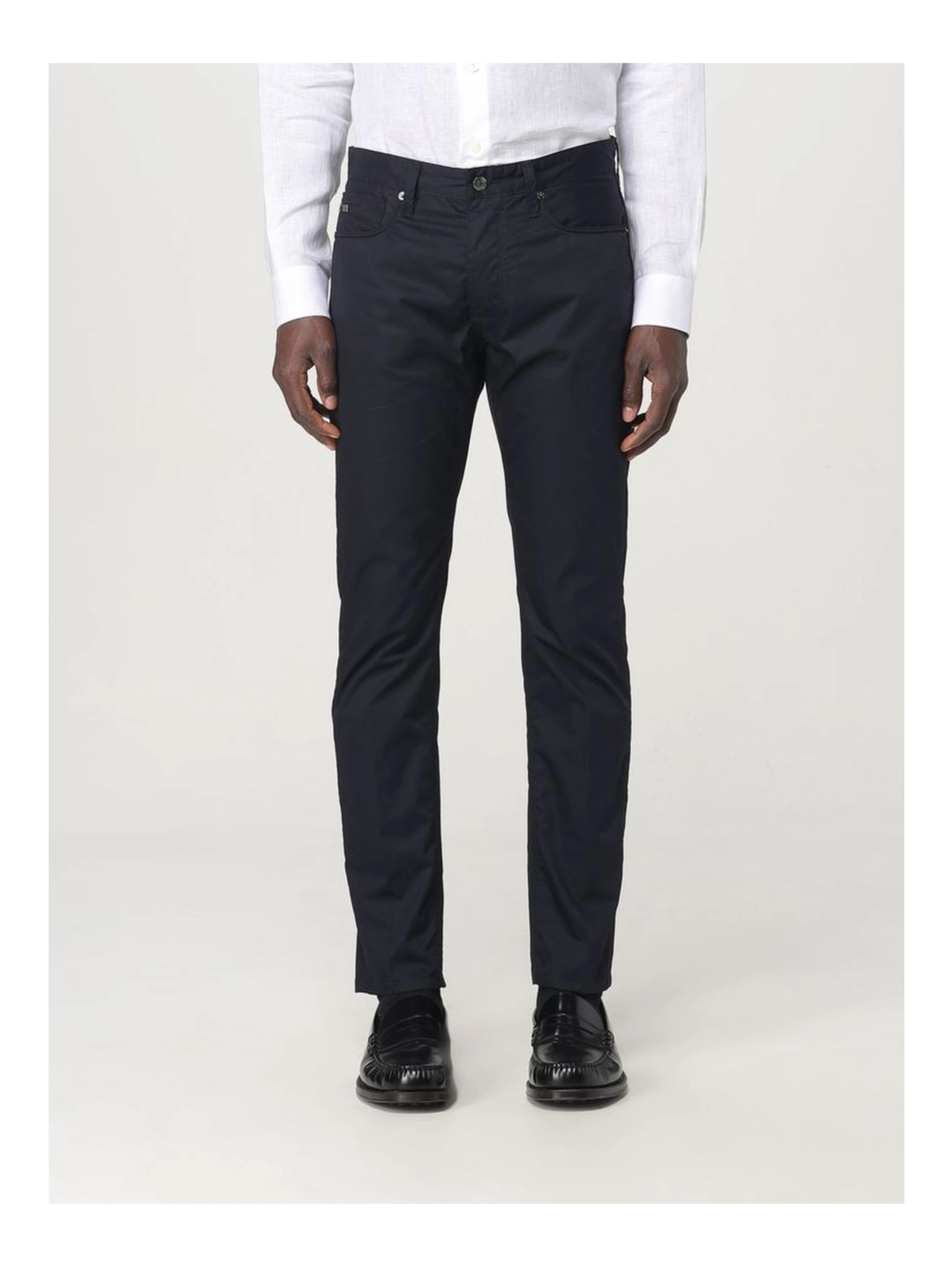 Blue Cotton Casual Pants