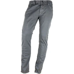 Gray Cotton Slim Fit Jeans