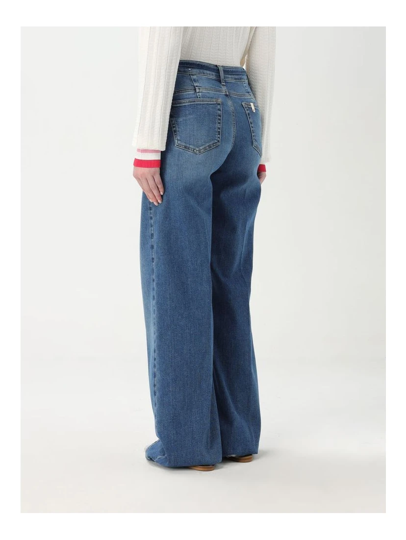 Blue Cotton Flared Jeans