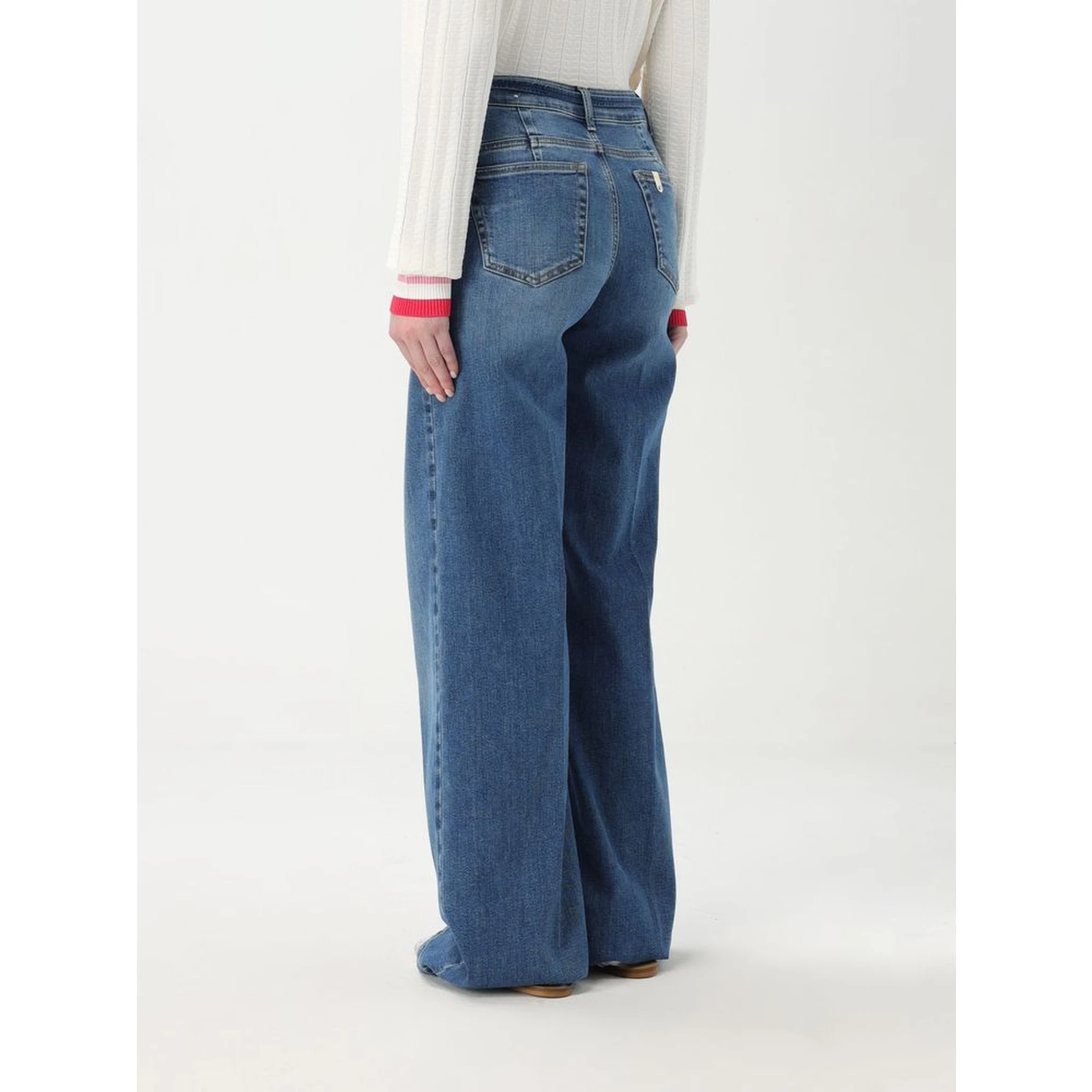 Blue Cotton Flared Jeans