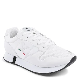 White Artificial Leather Athletic Sneakers