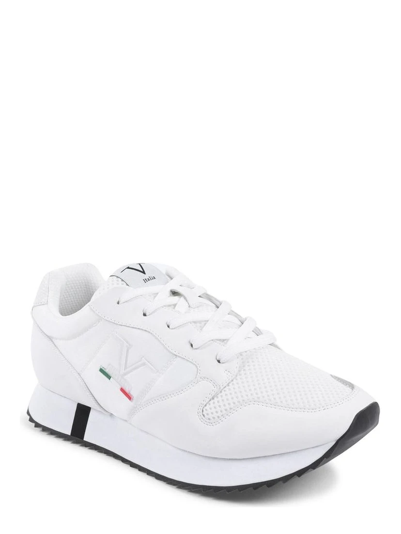 White Artificial Leather Athletic Sneakers