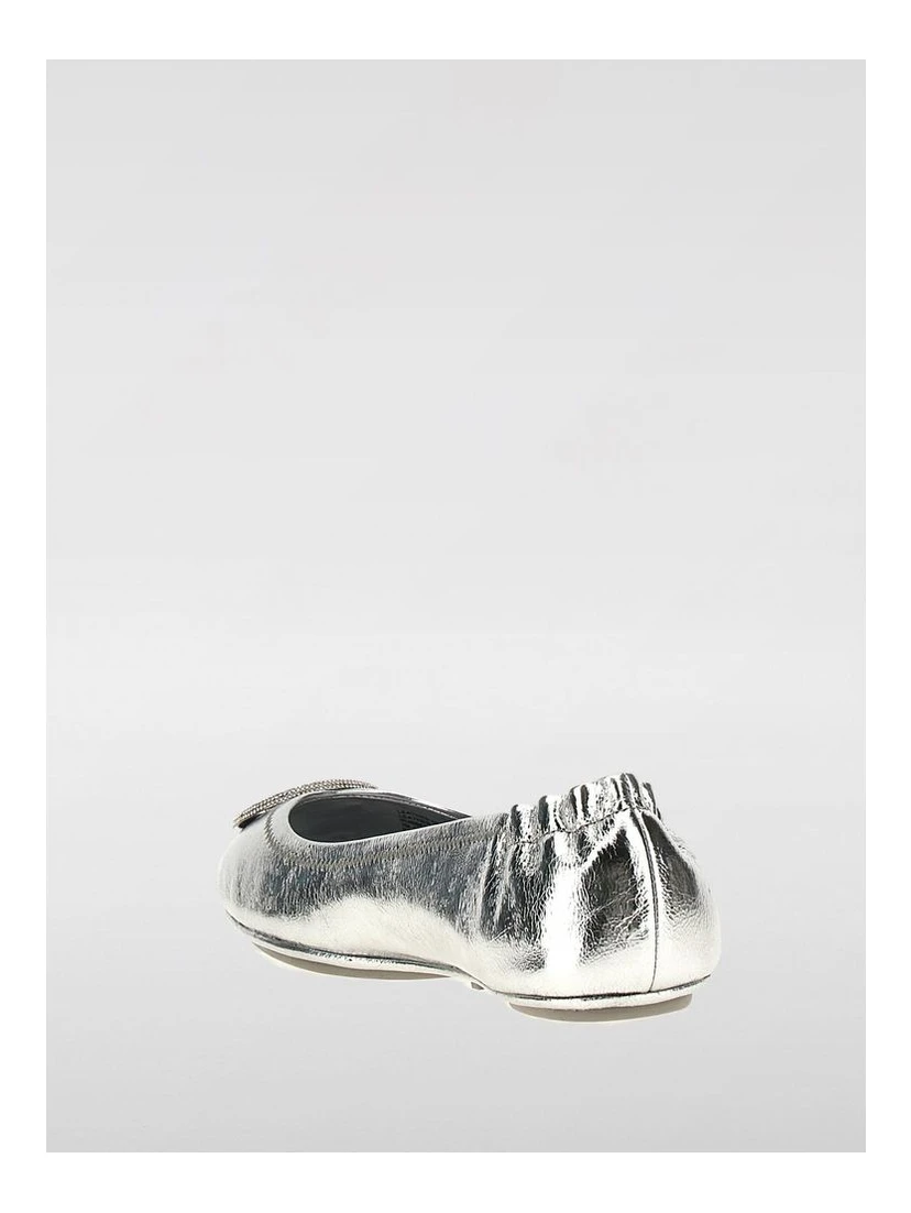 Silver Leather Ballet Flats