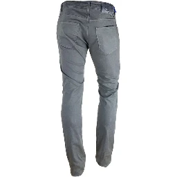 Gray Cotton Slim Fit Jeans