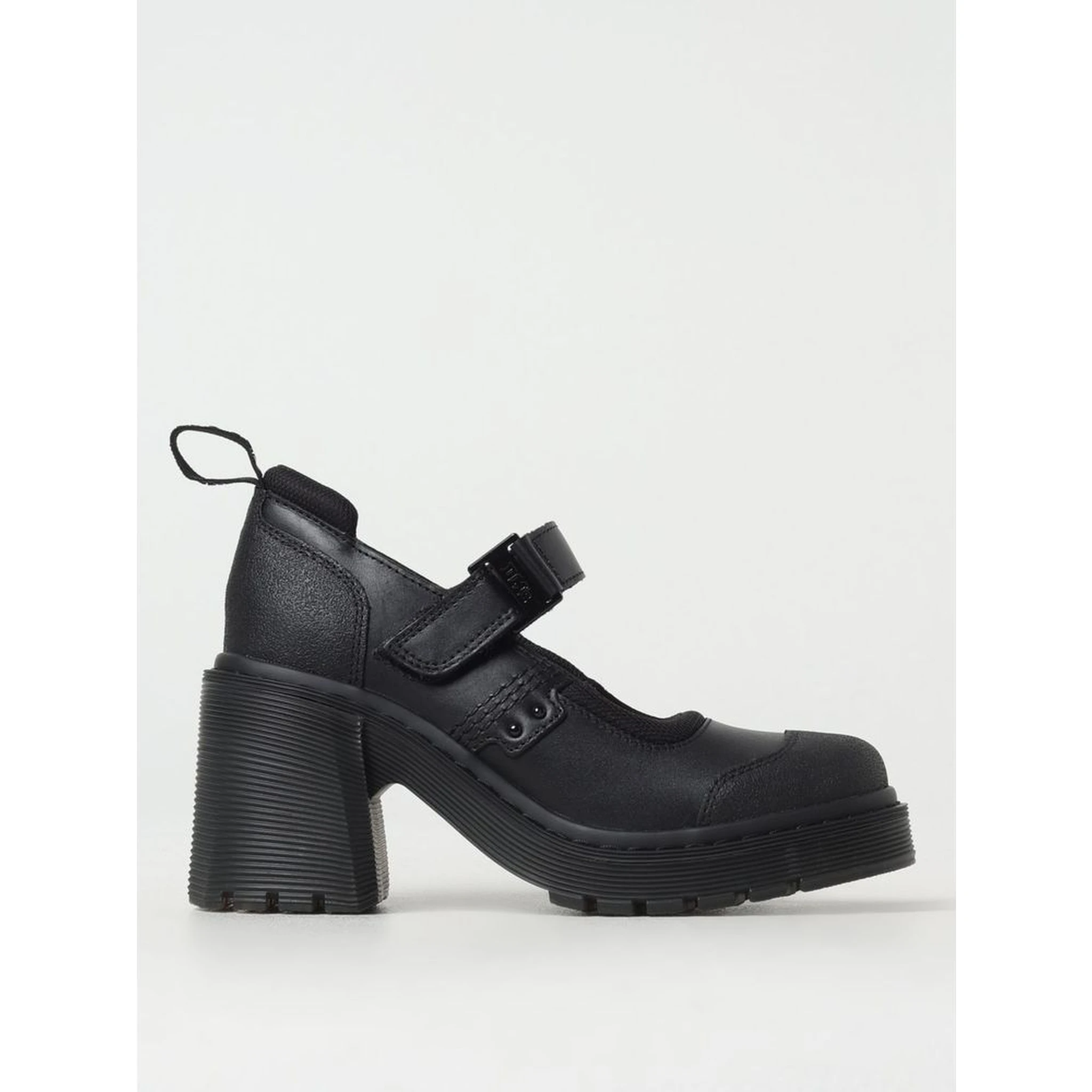 Black Leather Platform Pumps