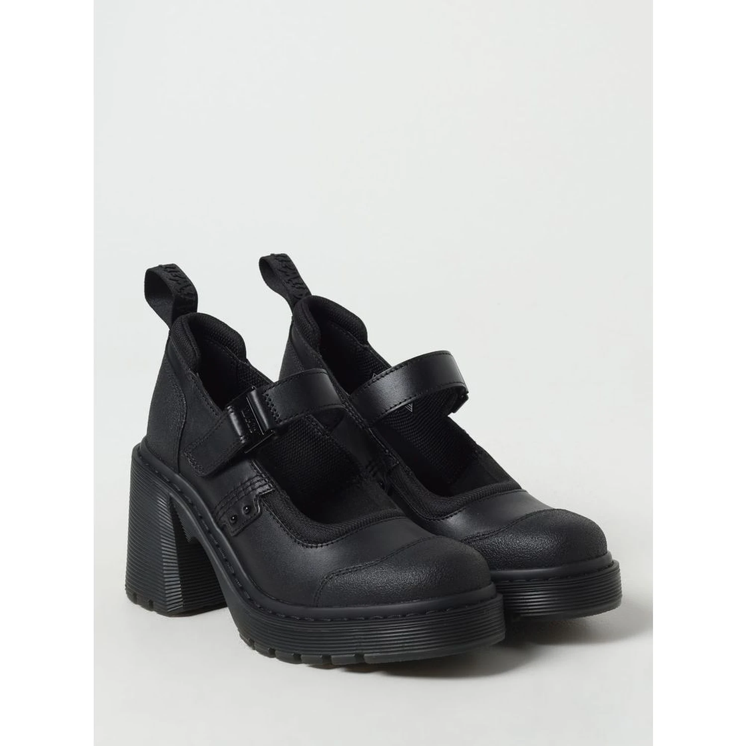 Black Leather Platform Pumps