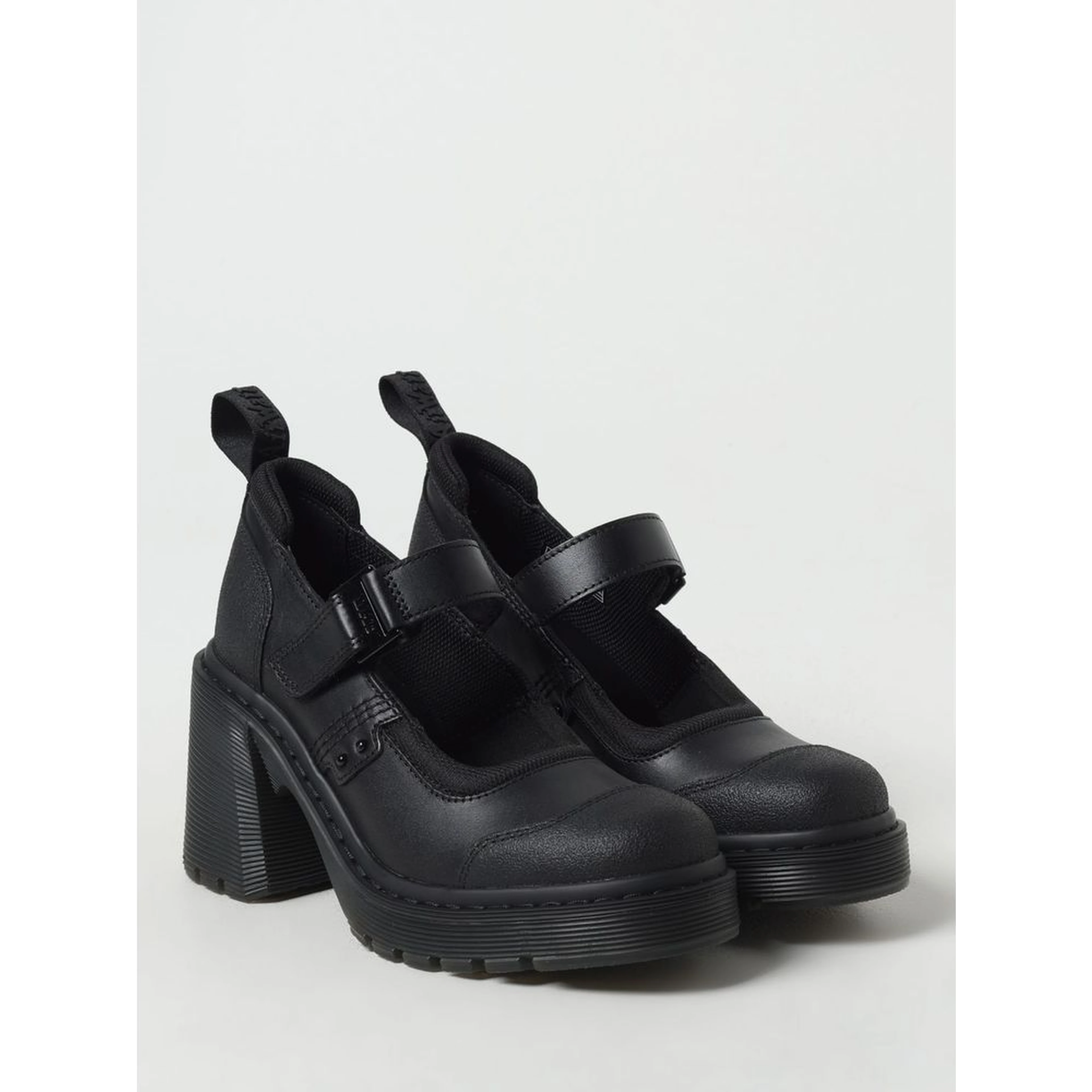 Black Leather Platform Pumps