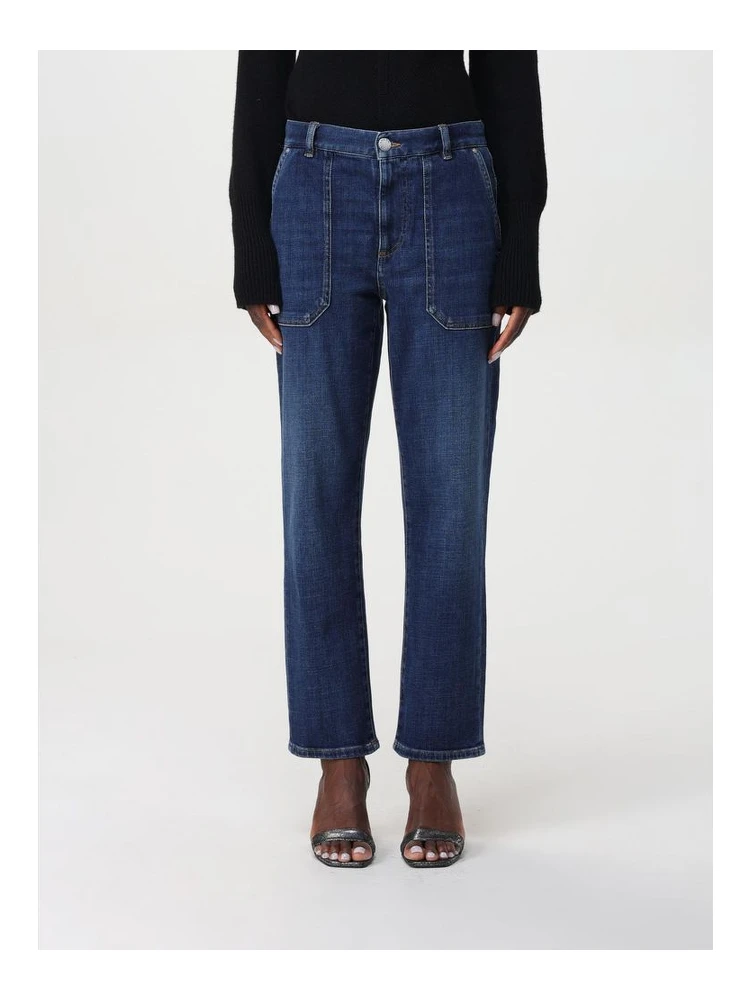 Blue Denim Straight-Leg Jeans
