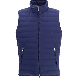 Blue Polyester Sleveless Jacket