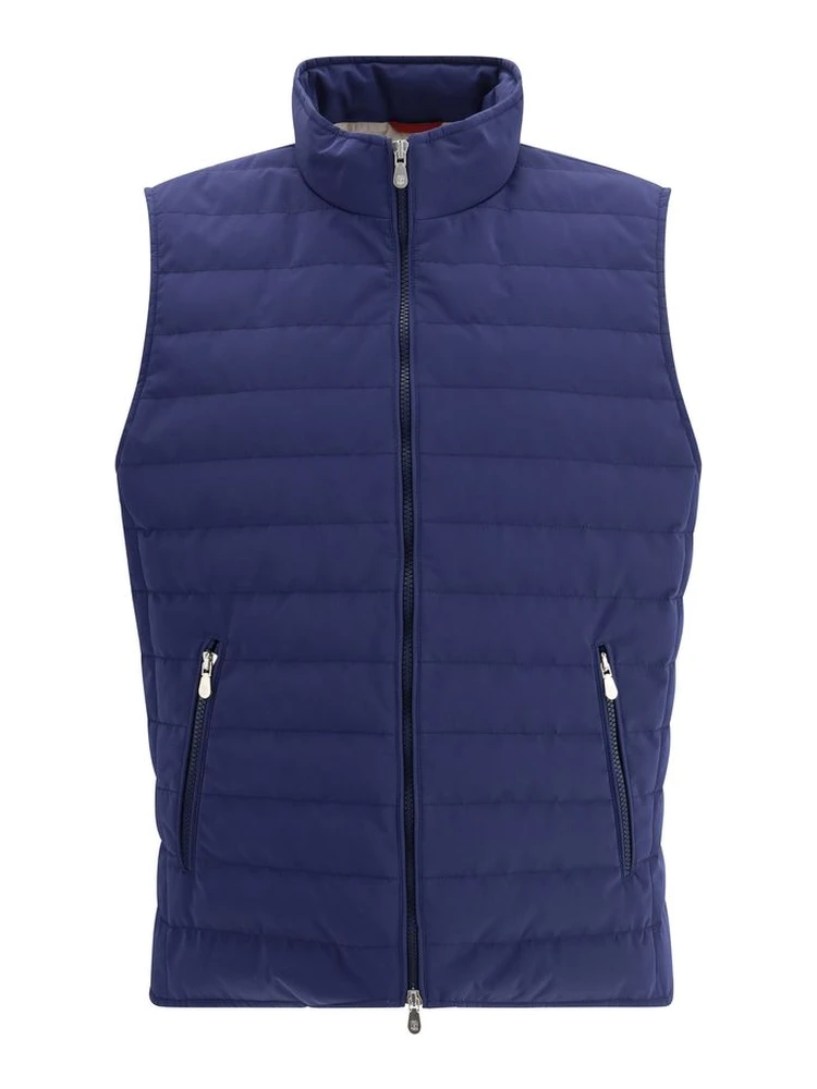 Blue Polyester Sleveless Jacket