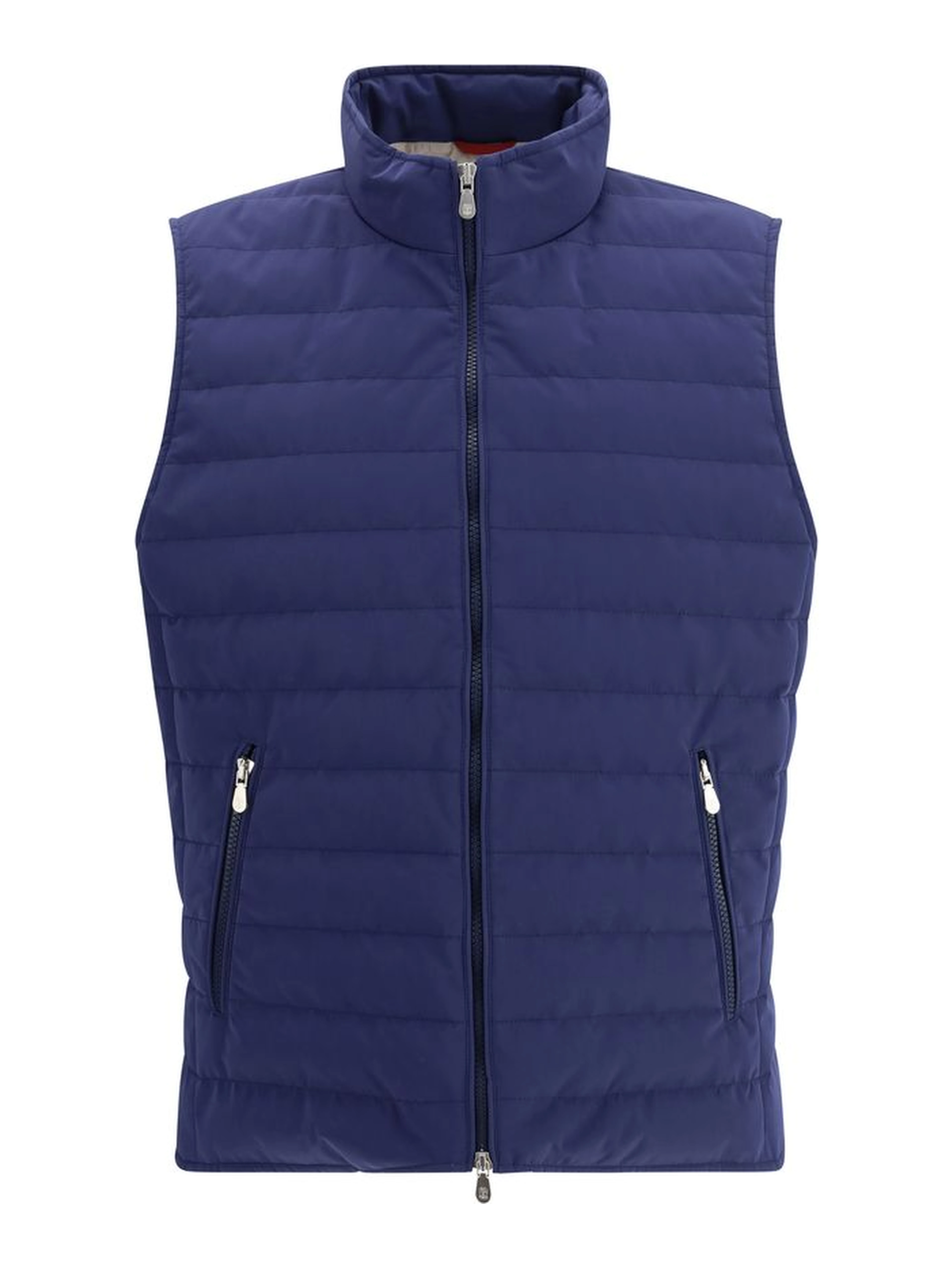 Blue Polyester Sleveless Jacket