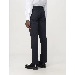Blue Cotton Casual Pants