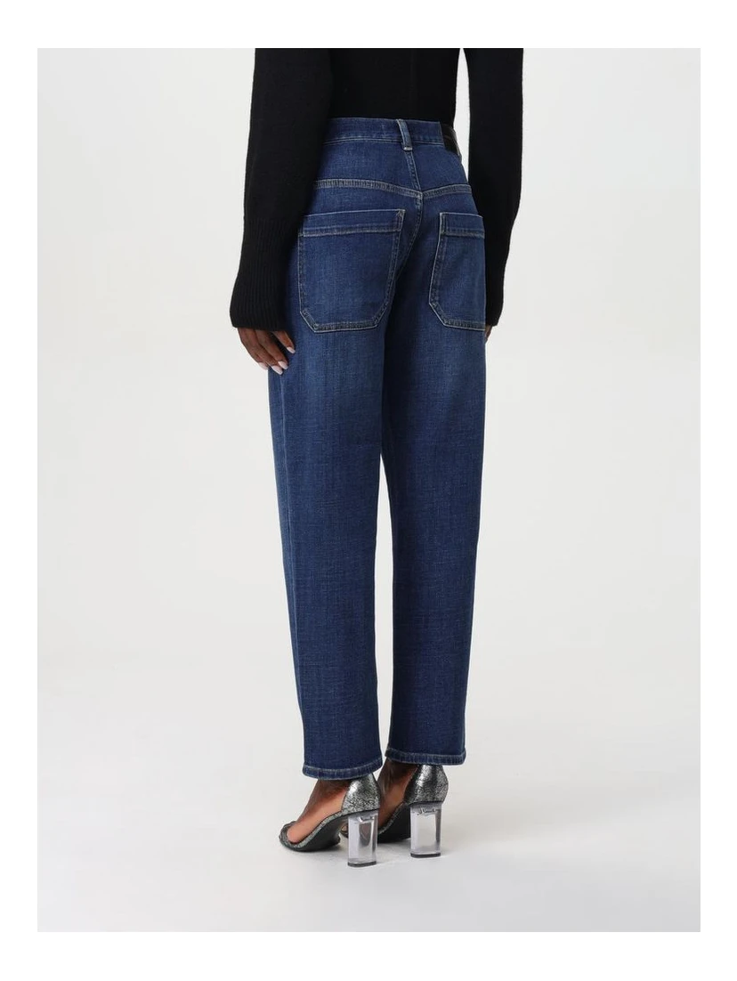 Blue Denim Straight-Leg Jeans