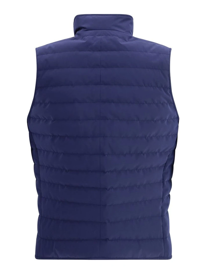 Blue Polyester Sleveless Jacket