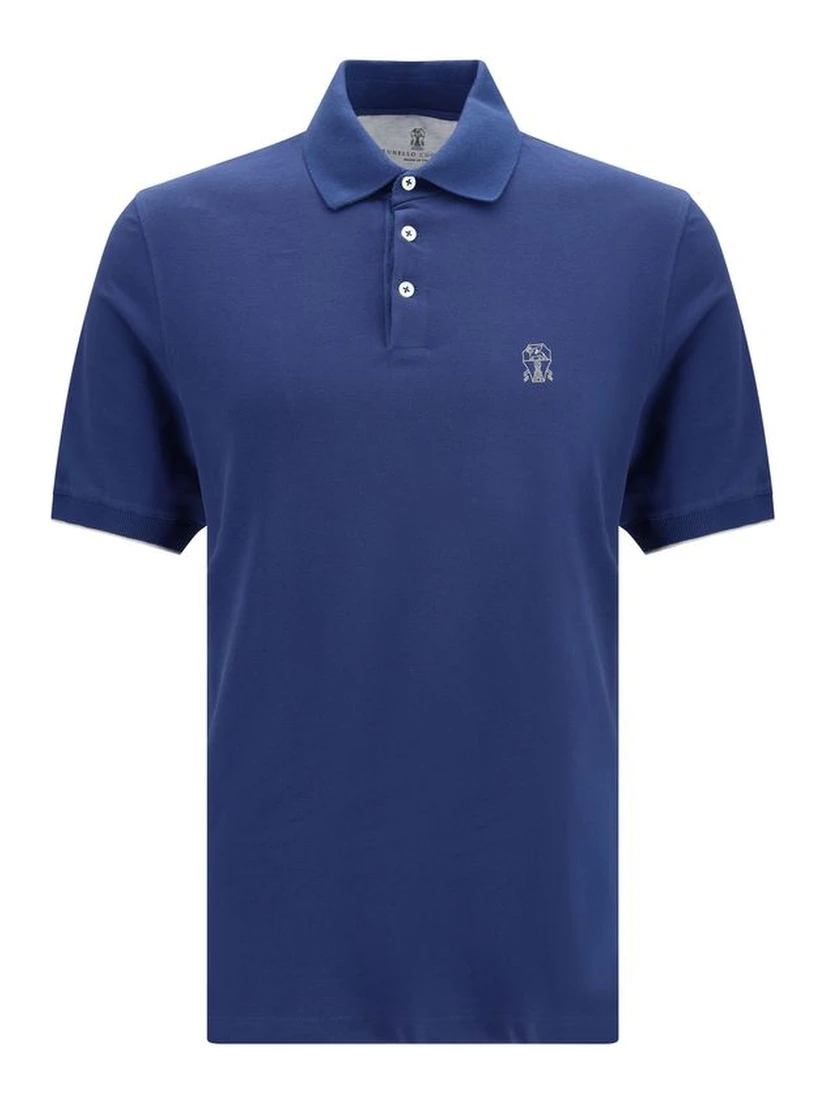 Blue Cotton Polo Shirt