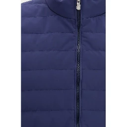 Blue Polyester Sleveless Jacket