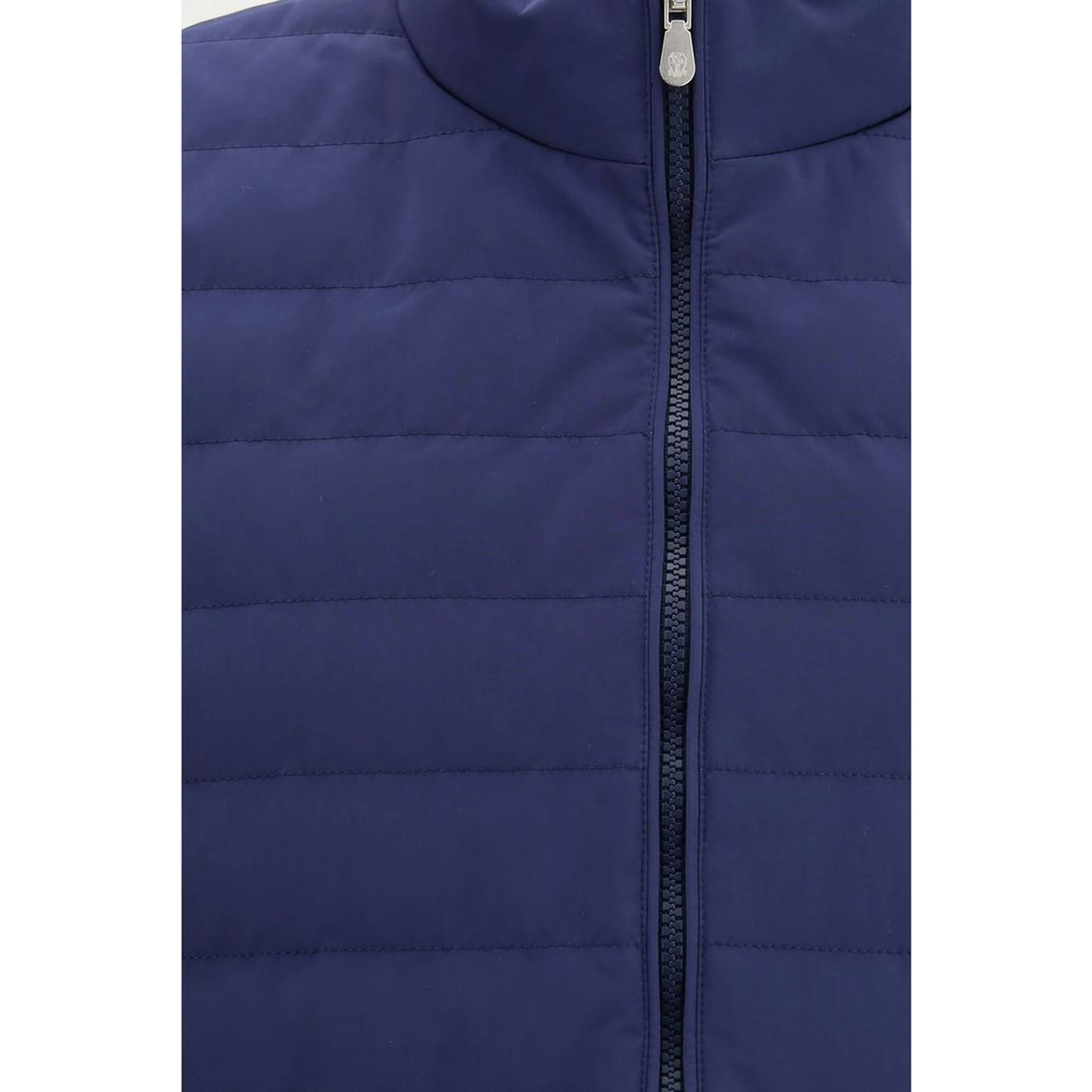 Blue Polyester Sleveless Jacket