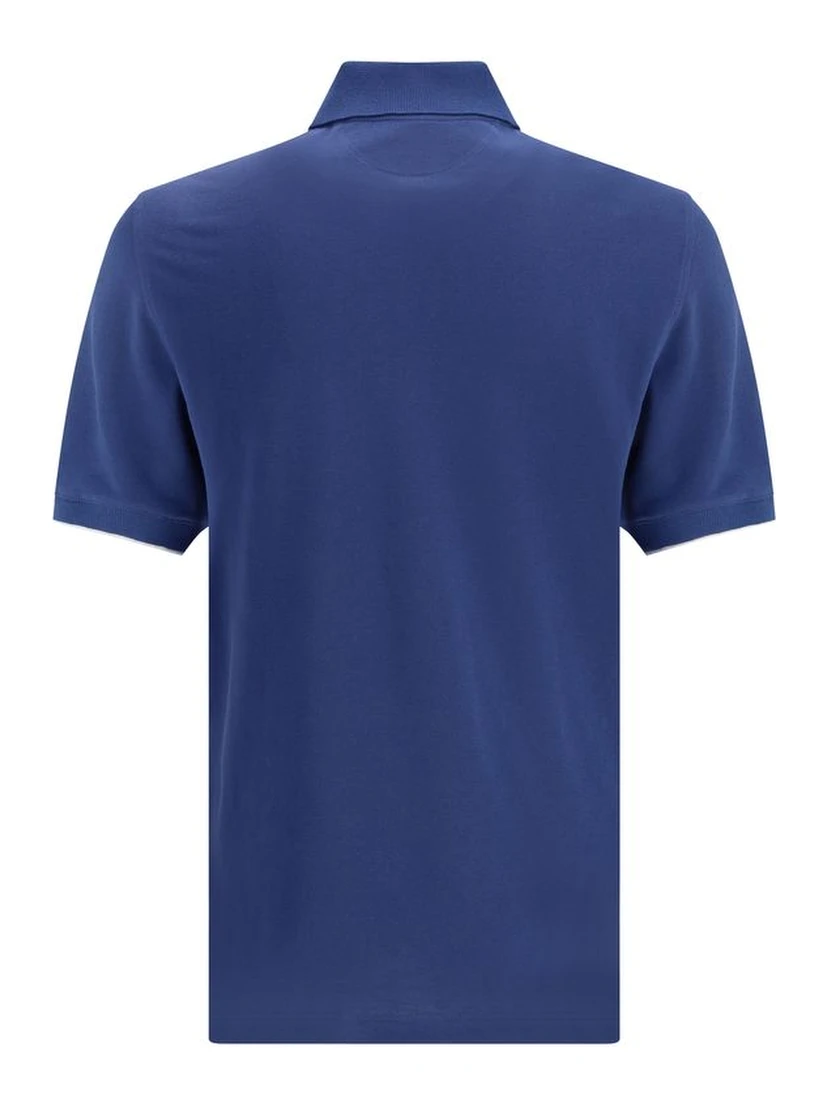 Blue Cotton Polo Shirt