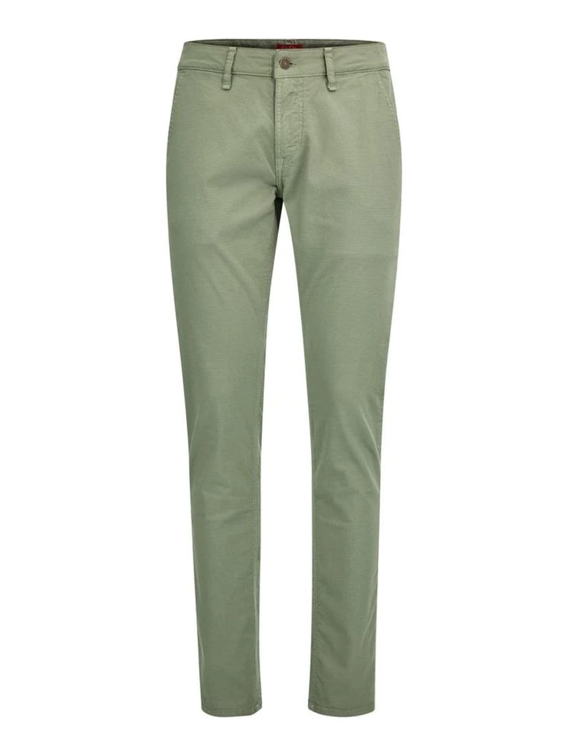 Green Cotton Casual Pants
