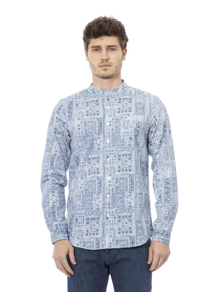 Blue Cotton Long Sleeve T-Shirt
