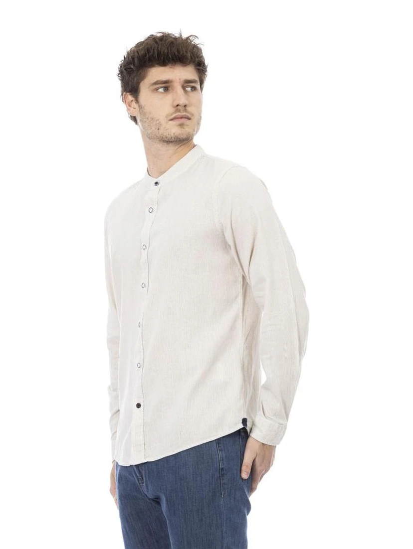 White Rayon Long Sleeve T-Shirt