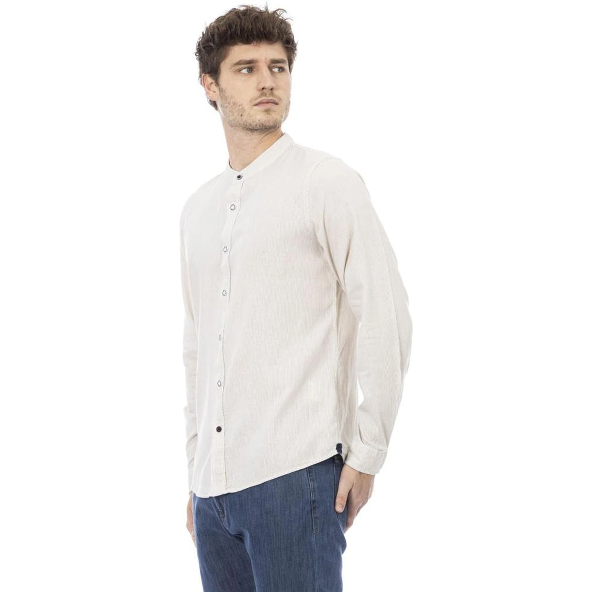 White Rayon Long Sleeve T-Shirt