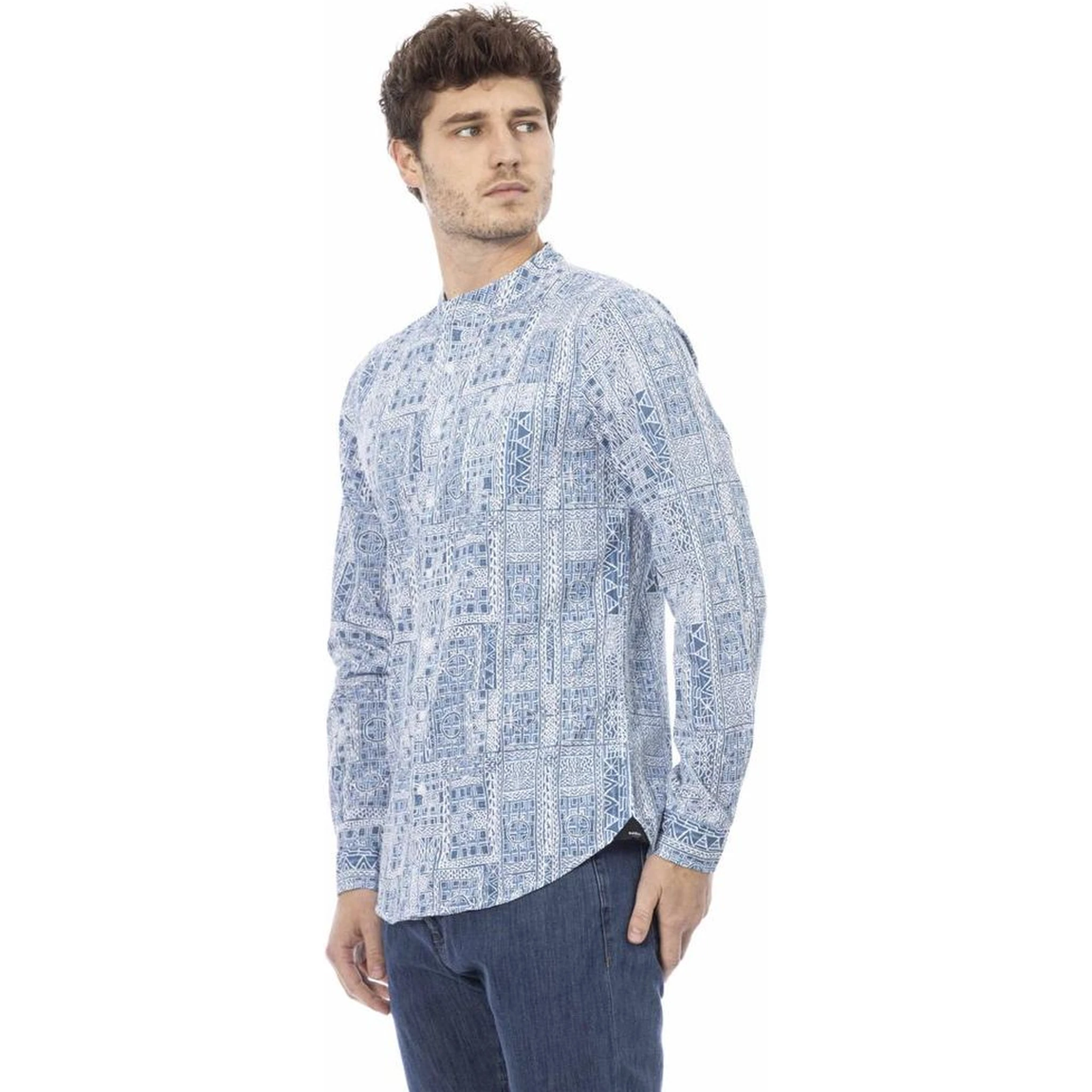 Blue Cotton Long Sleeve T-Shirt